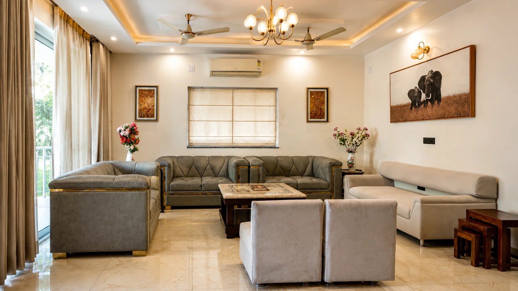 Chic table linen and elegant cutlery arrangement at our luxury homestay in Dehradun